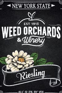 Riesling Riesling bottle label with white zinnia
