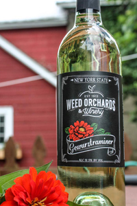 Gewurtztraminer Gewurtztraminer bottle featuring a bright red zinnia